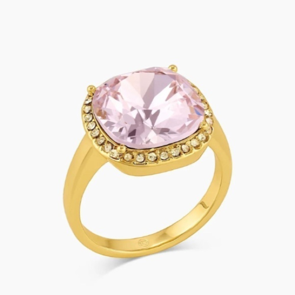 Gorjana New Size 9 Lexi Ring 18k Gold Plated Blush‎ Citrine Crystal Cushion